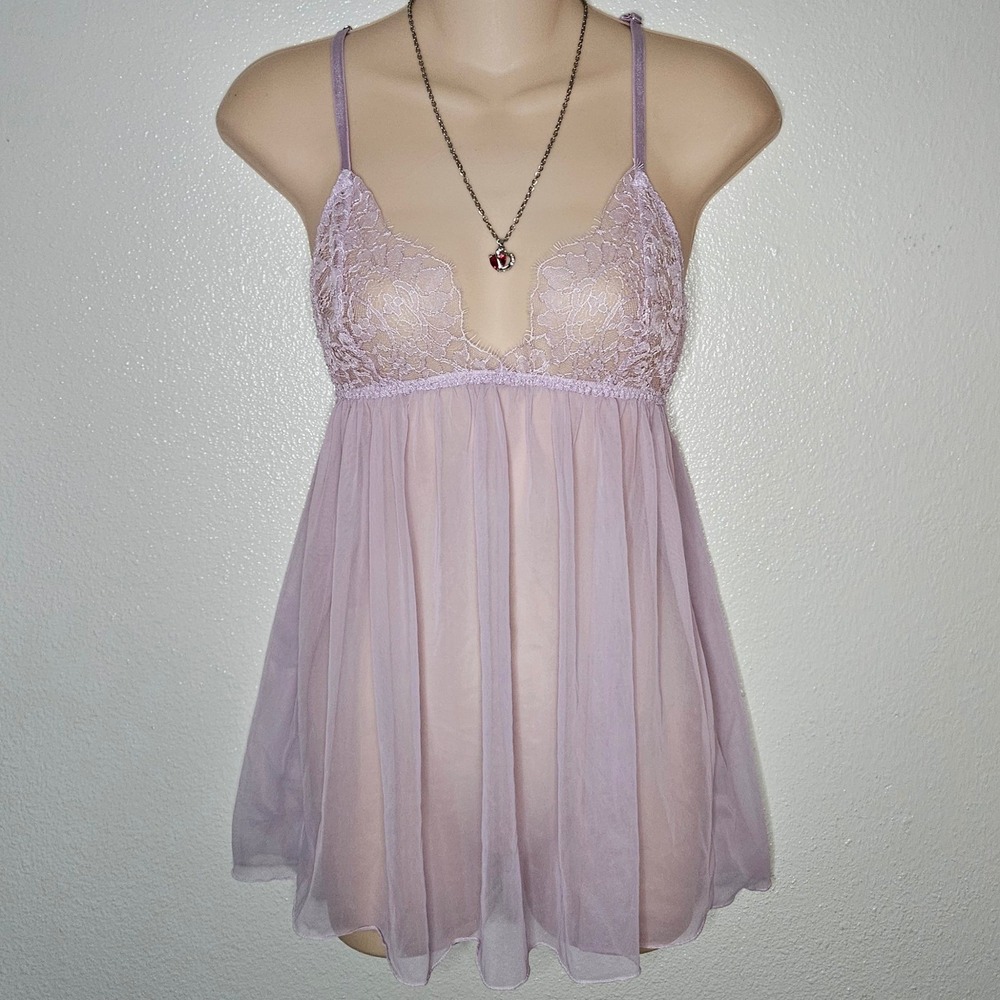 Victoria's Secret Lavender Lace Racerback Babydoll Chemise
